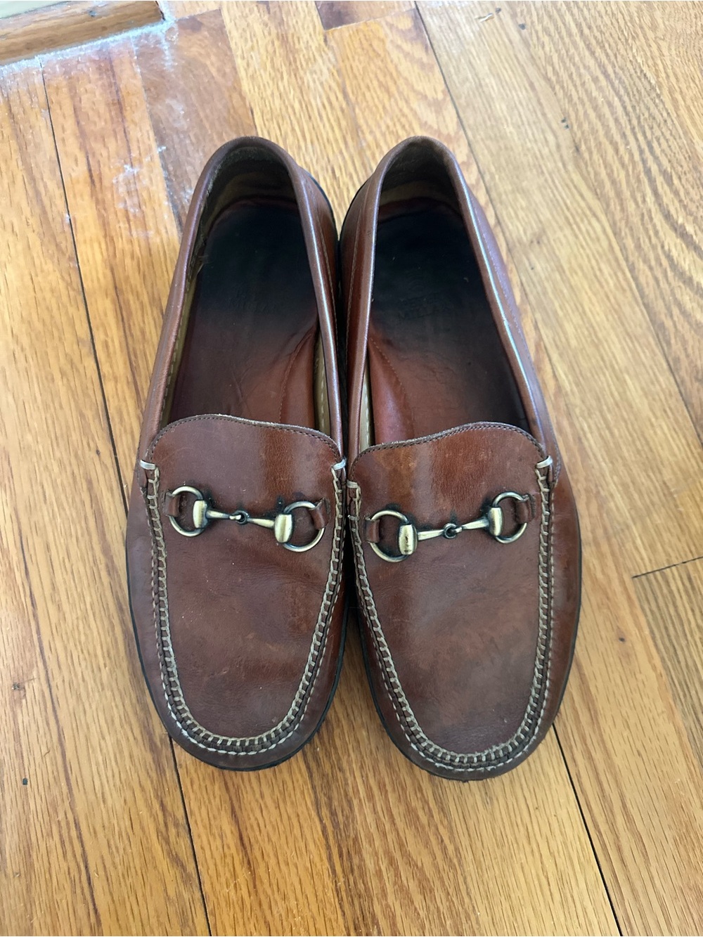 Peter Millar Brown Leather Bit-Detail Loafers